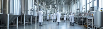 Engineers in a dairy processing factory.